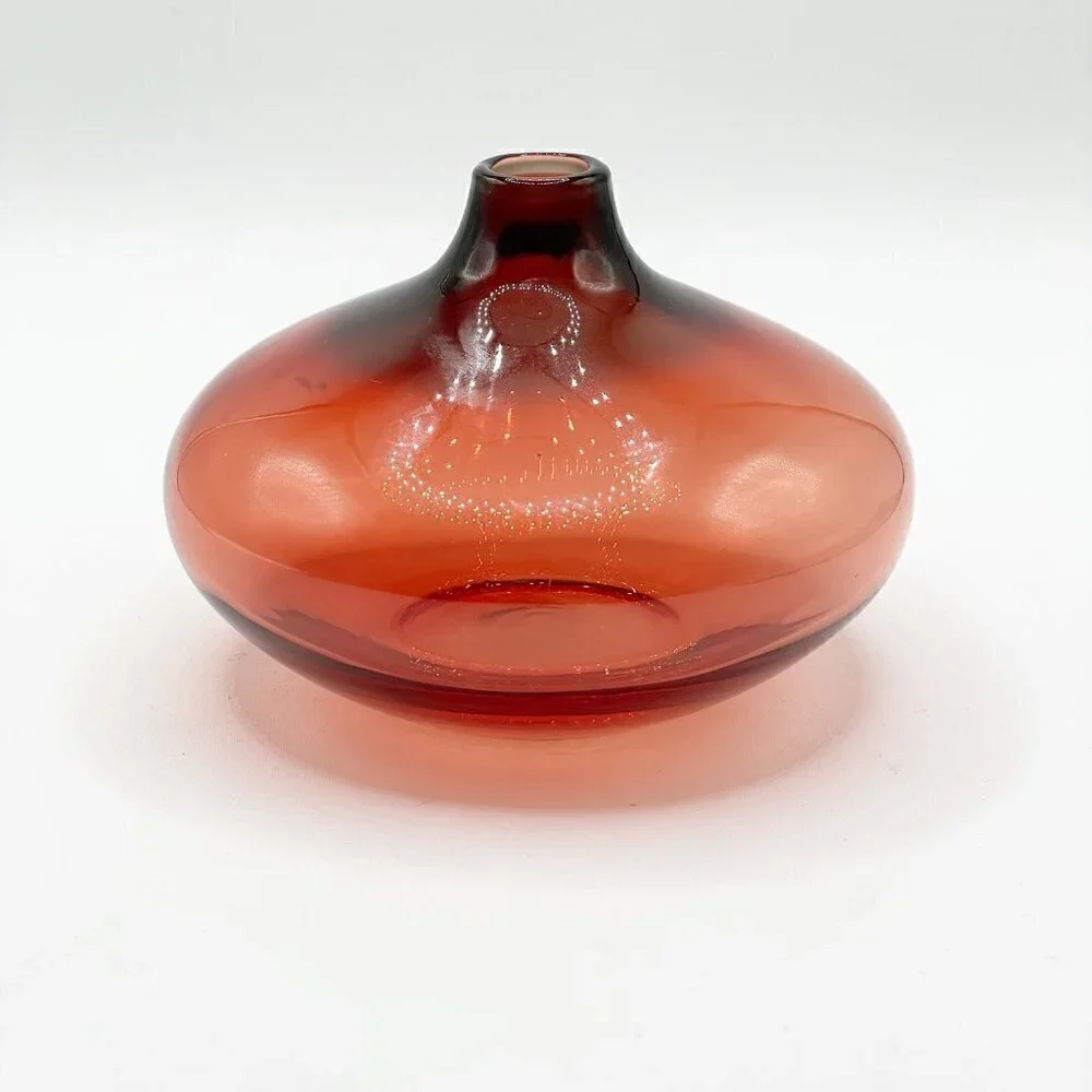 IKEA Vintage 2000 Salong Cranberry Red Glass Round Bud Vase Johanna Jelinek
